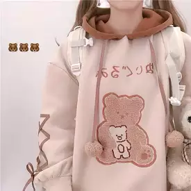 JAPANESE CUTE BEAR VELVET HOODIE BY99222