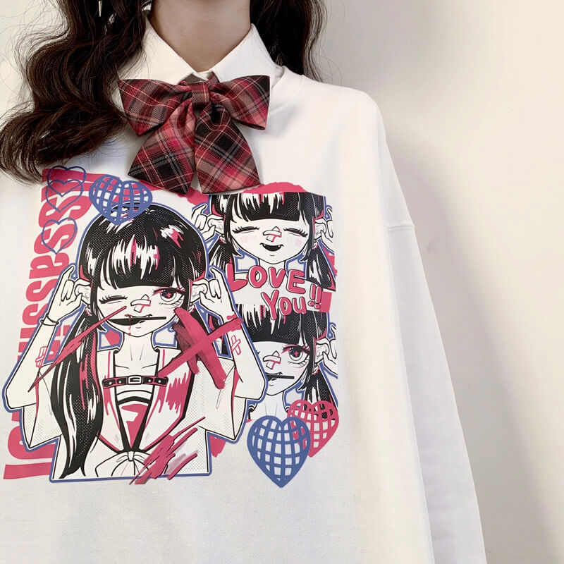 japanese dark Assassin cartoon print pullover hoodie BY900037