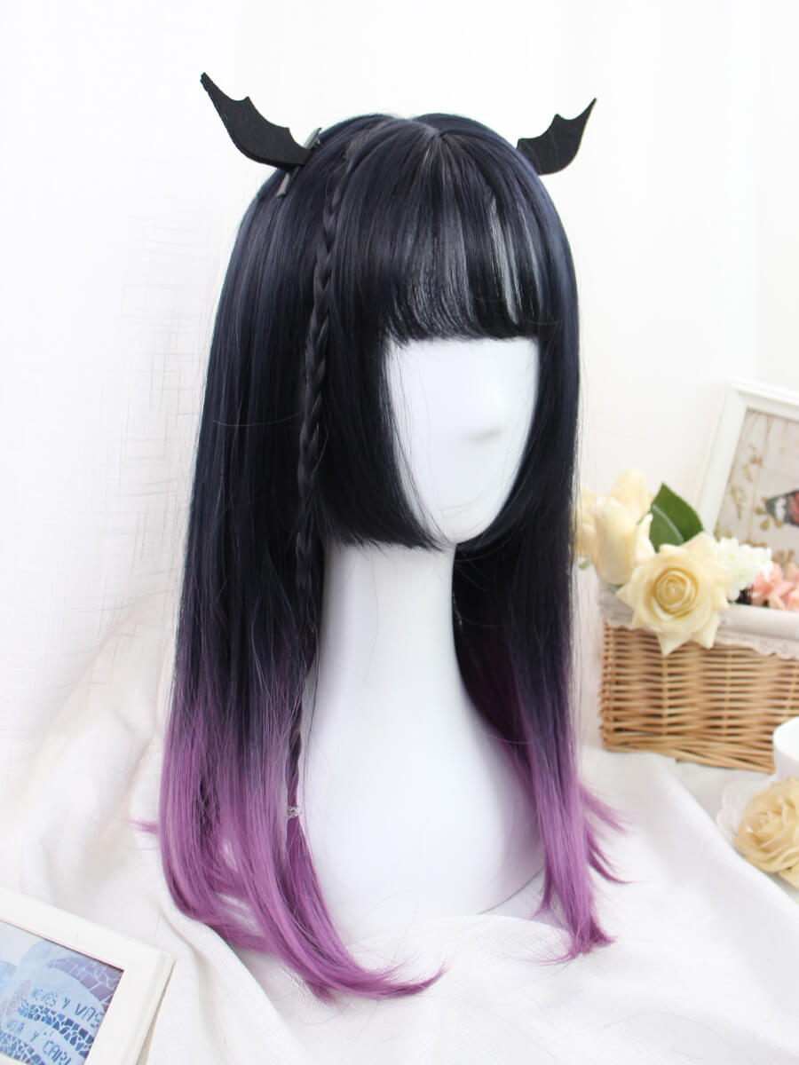 JAPANESE LOLITA HIME CUT GRADIENT PURPLE COS STRAIGHT WIG BY61106