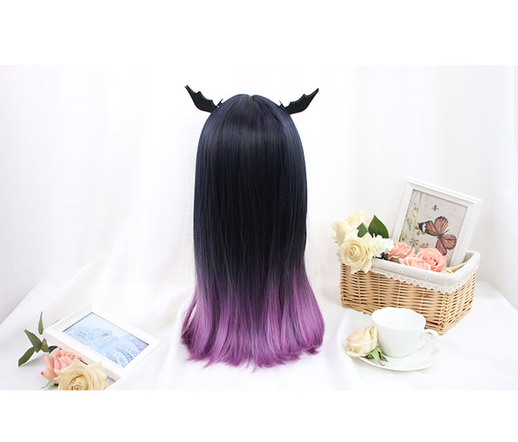 JAPANESE LOLITA HIME CUT GRADIENT PURPLE COS STRAIGHT WIG BY61106