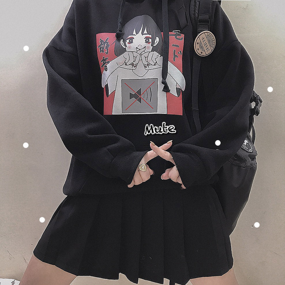 JAPANESE MUTE BLACK WHITE HOODIE BY23157