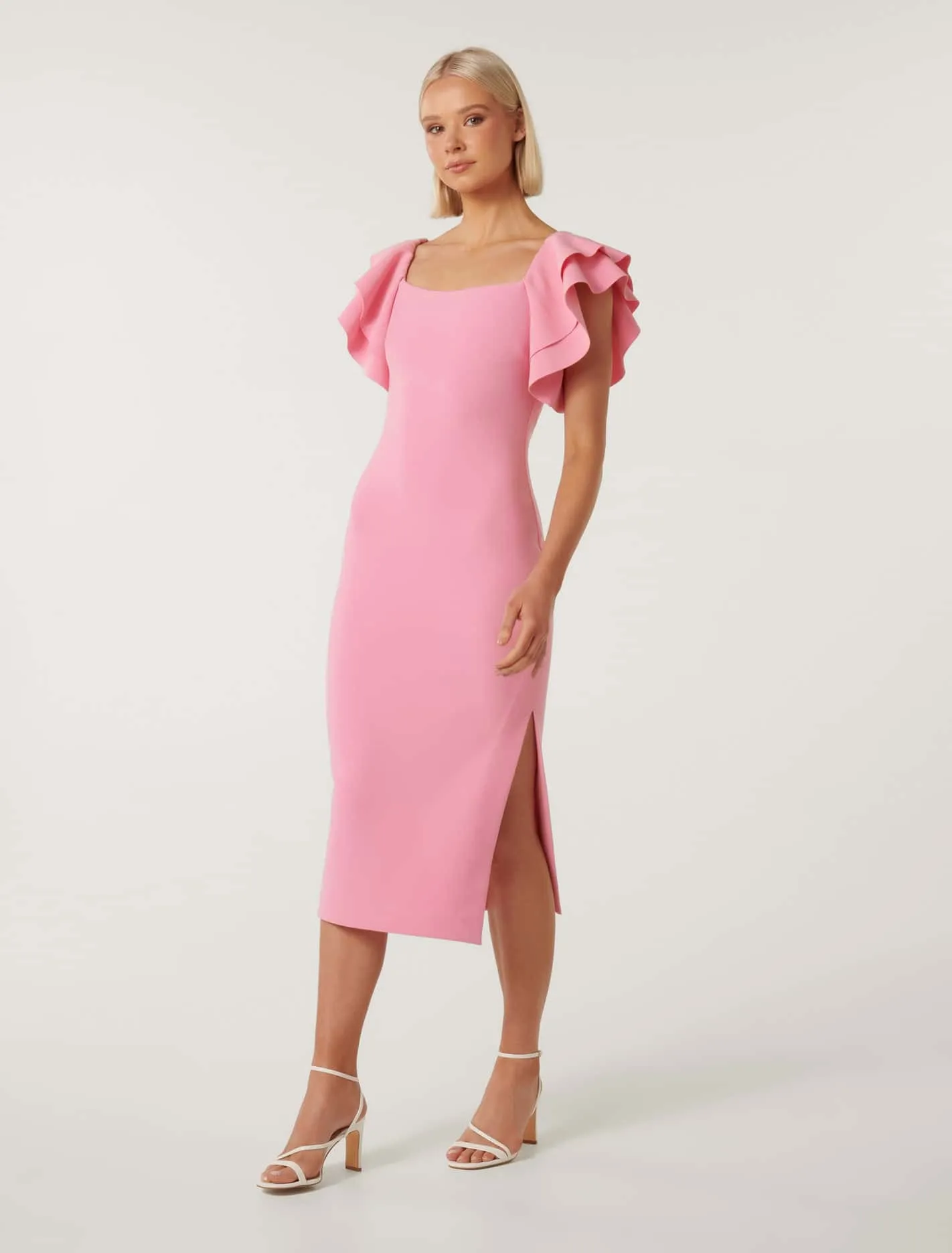 Kiki Petite Frill Sleeve Bodycon Dress