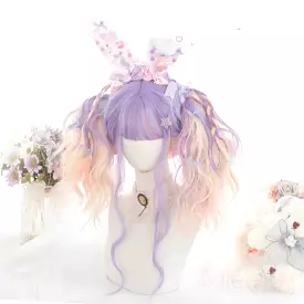 LOLITA PASTEL PURPLE PINK GRADIENT MIXTURE LONG CURLY WIG BY071707