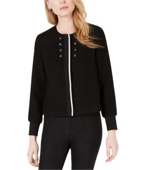 Maison Jules Womens Tweed Embellished Bomber Jacket