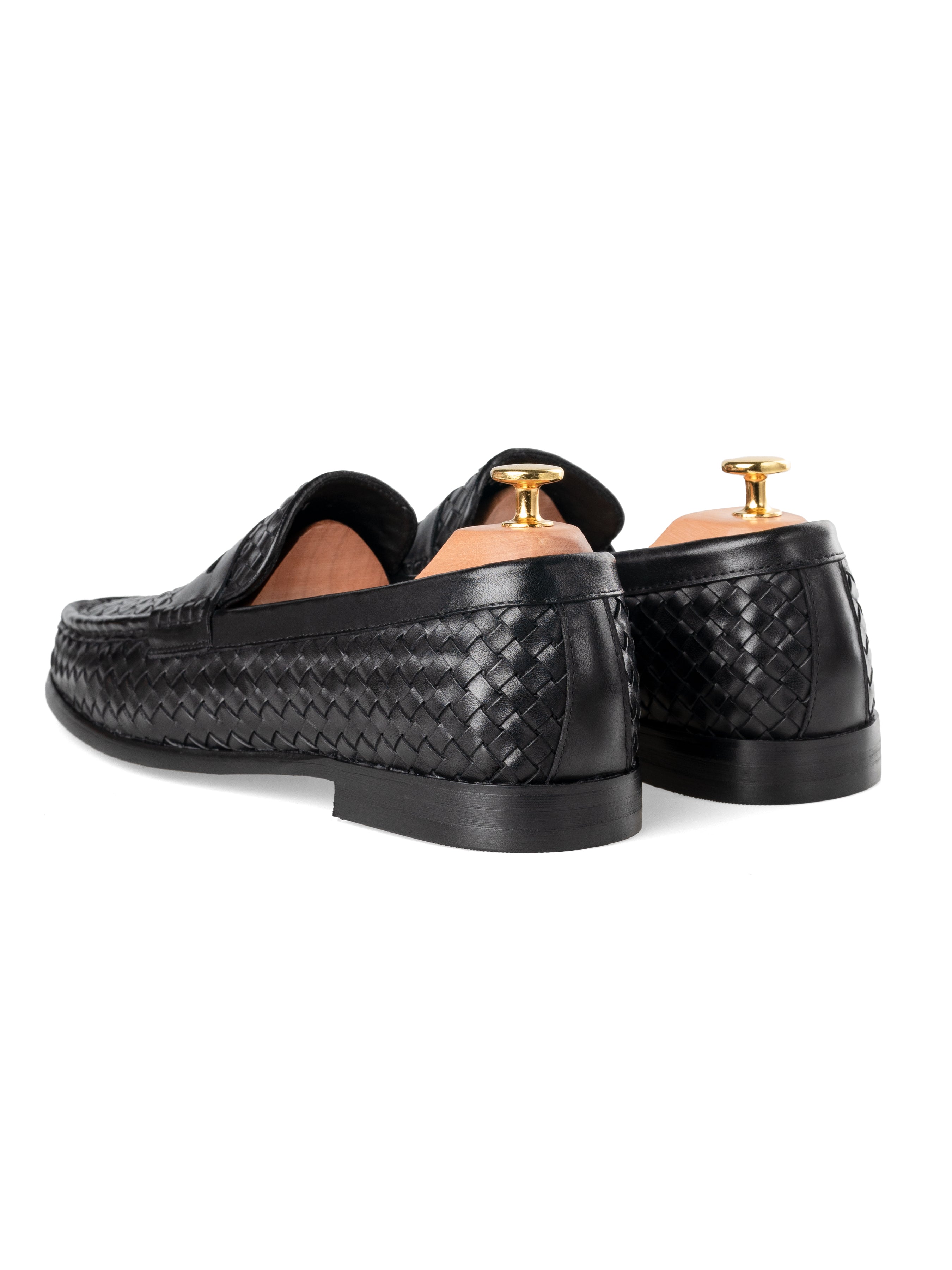 Marco Penny Loafer - Black Woven Leather