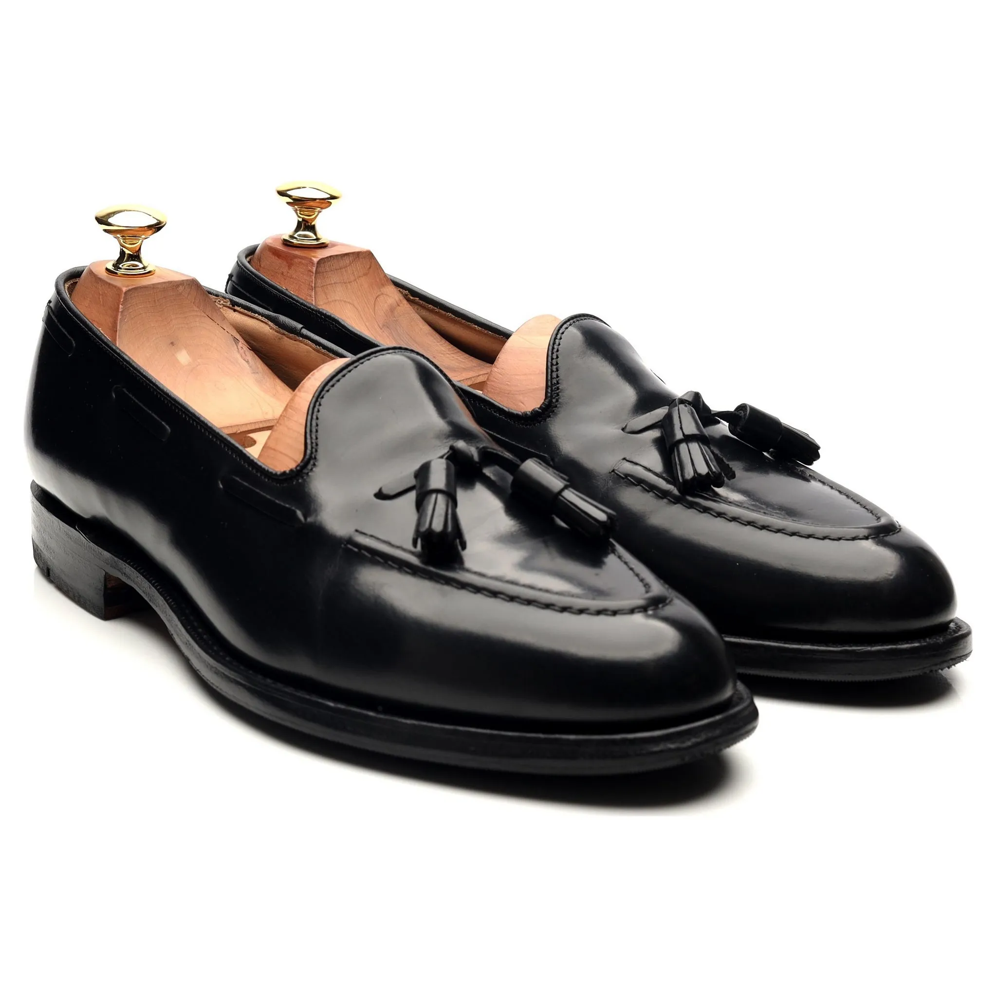 'Melbourne' Black Leather Tassel Loafers UK 9 F