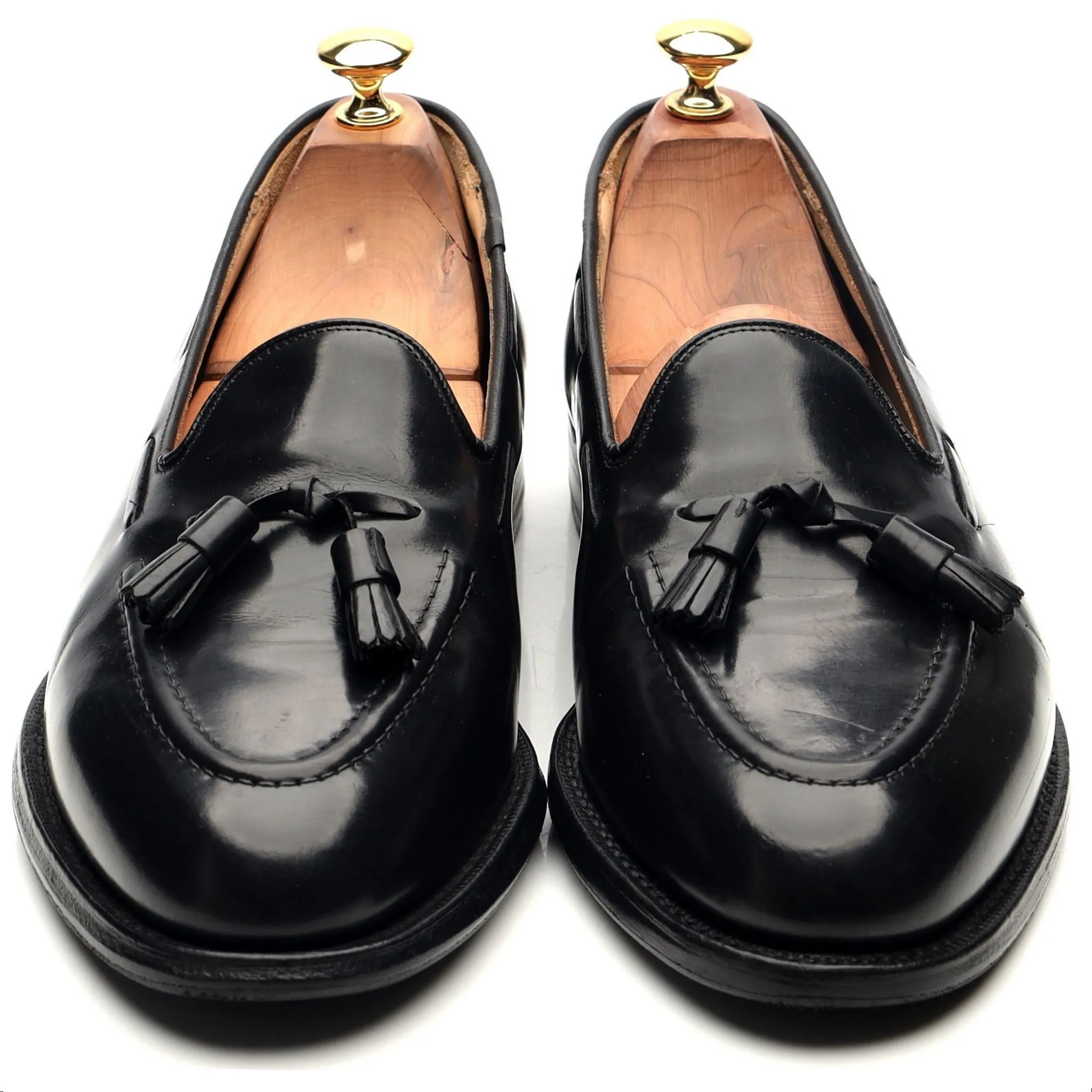 'Melbourne' Black Leather Tassel Loafers UK 9 F