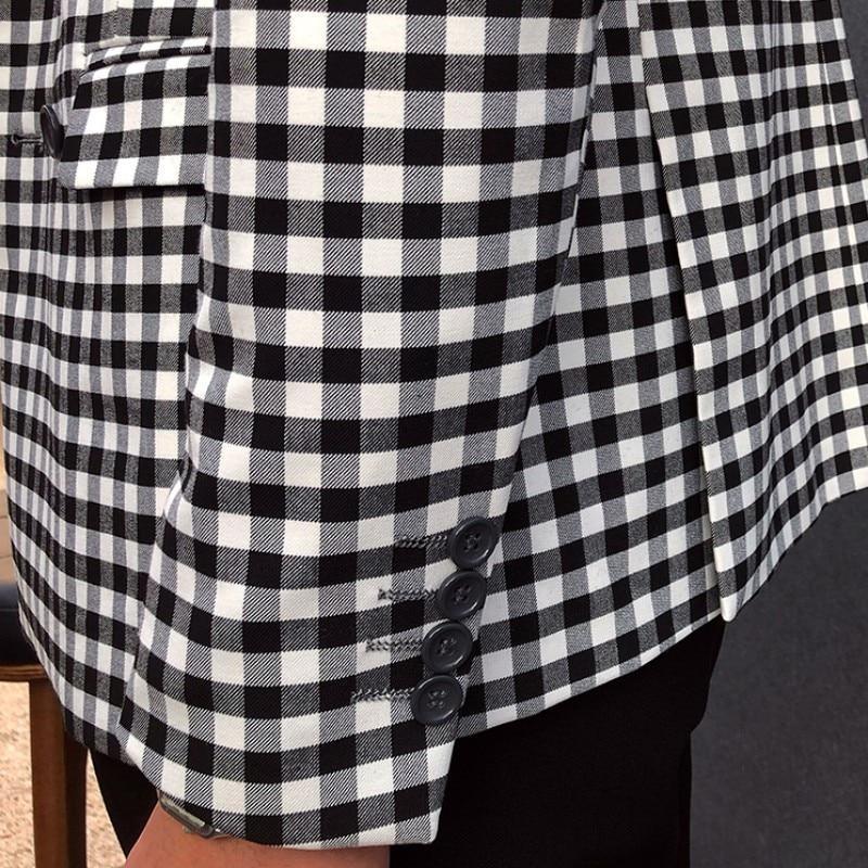 Men Blazer - Checked Black-White Blazer