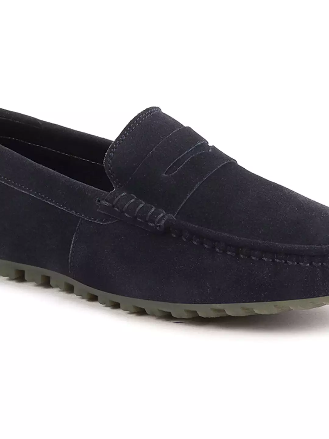 Men Blue Suede Leather Side Stitched Slip On Driving Loafers and Mocassin