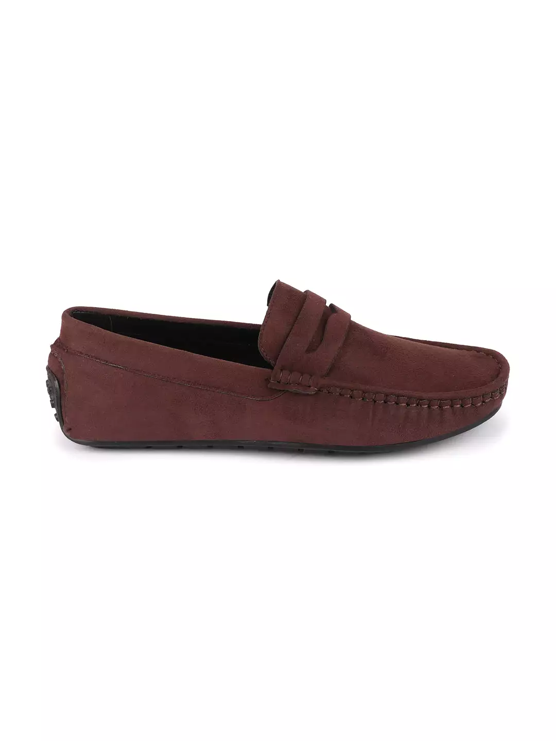 Men Brown Suede Leather Side Stitched Driving Loafer and Moccasin