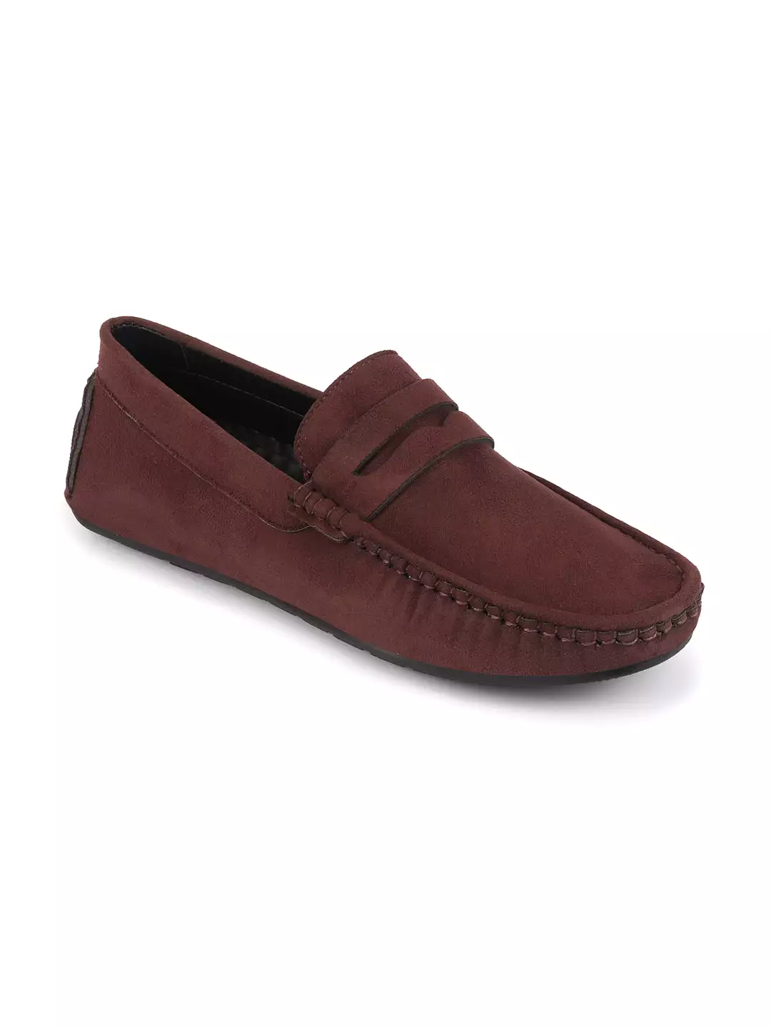 Men Brown Suede Leather Side Stitched Driving Loafer and Moccasin