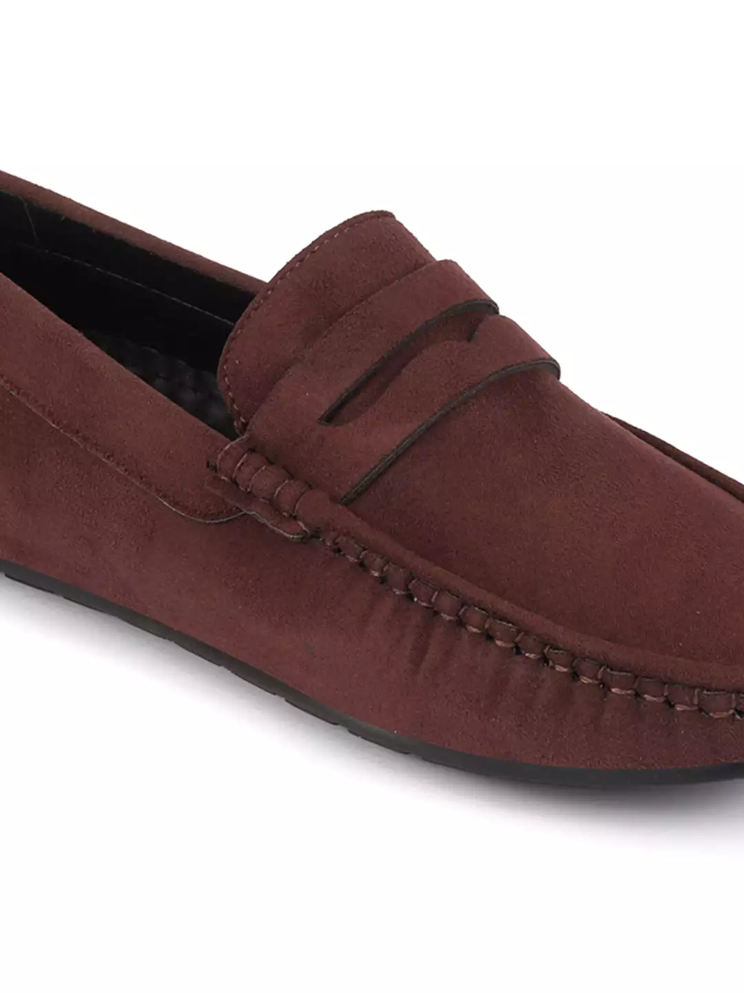 Men Brown Suede Leather Side Stitched Driving Loafer and Moccasin