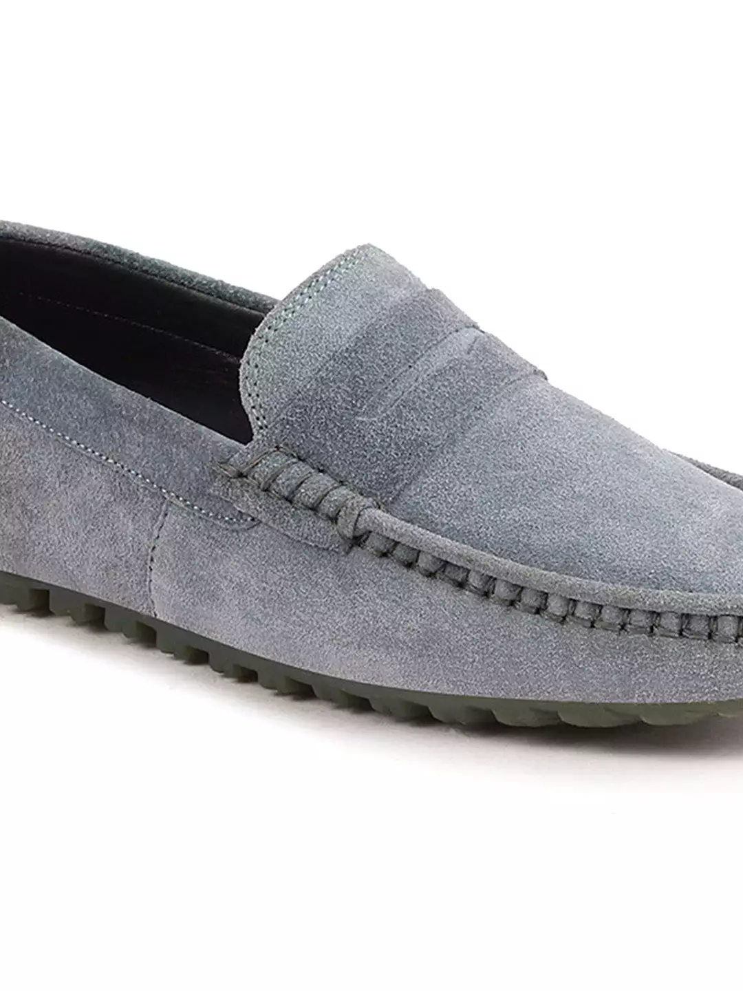 Men Sky Blue Suede Leather Side Stitched Slip On Driving Loafers and Mocassin