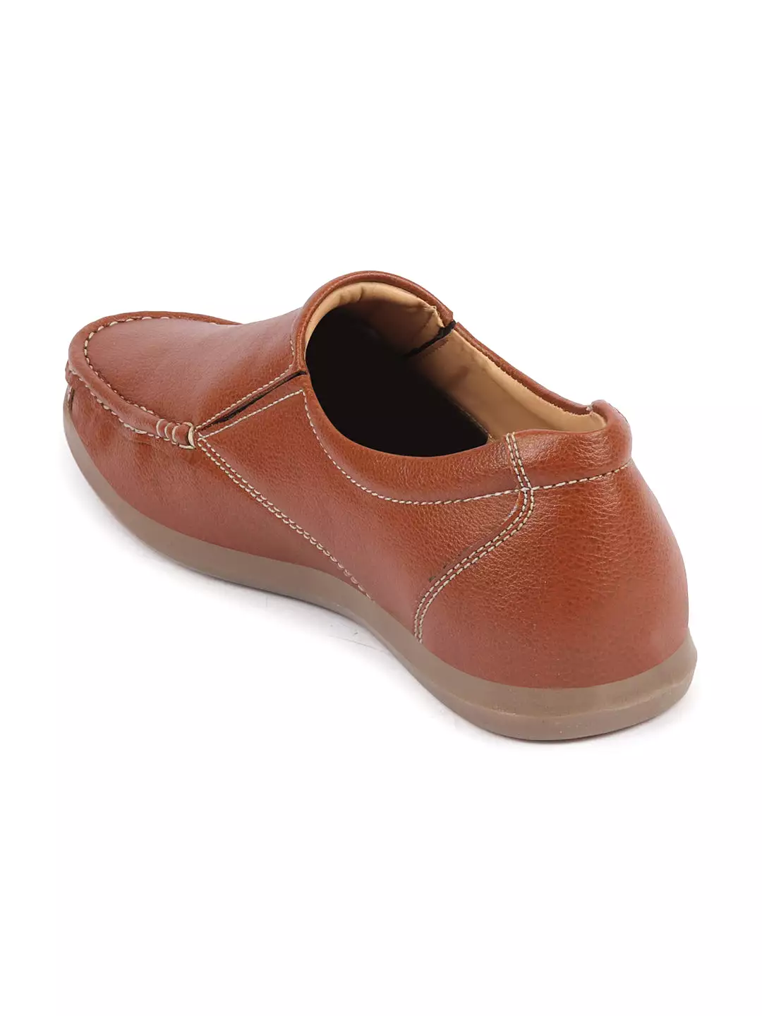 Men Tan Side Stitched Casual Comfort Slip On Loafer Shoes