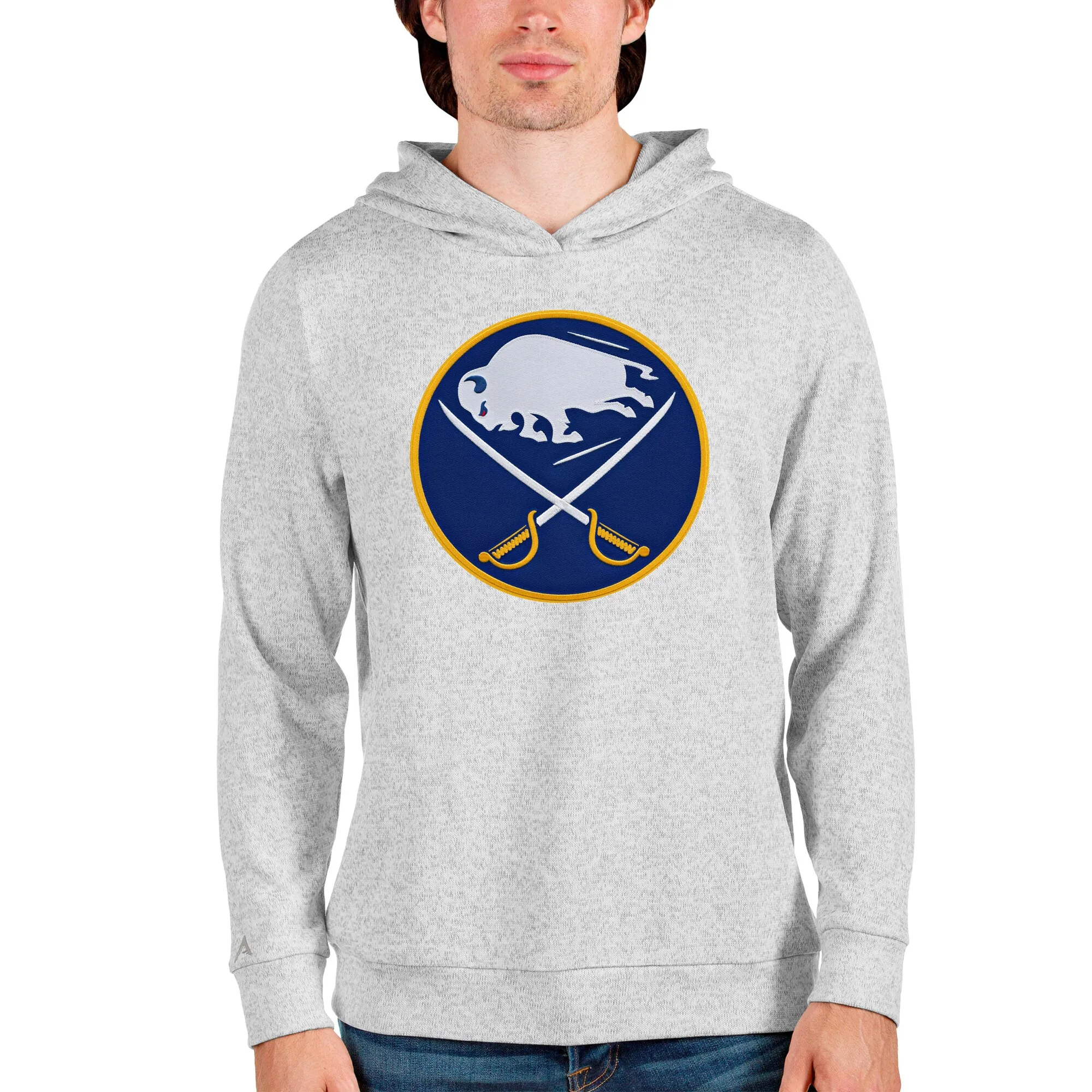 Men's Buffalo Sabres Antigua Heathered Gray Absolute Pullover Hoodie