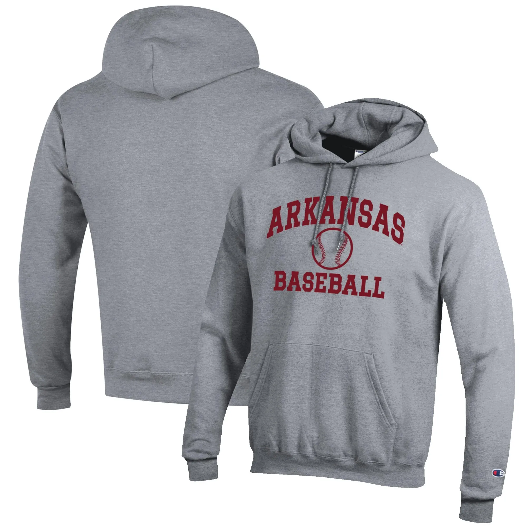 Men's Champion Gray Arkansas Razorbacks Baseball Icon Pullover Hoodie