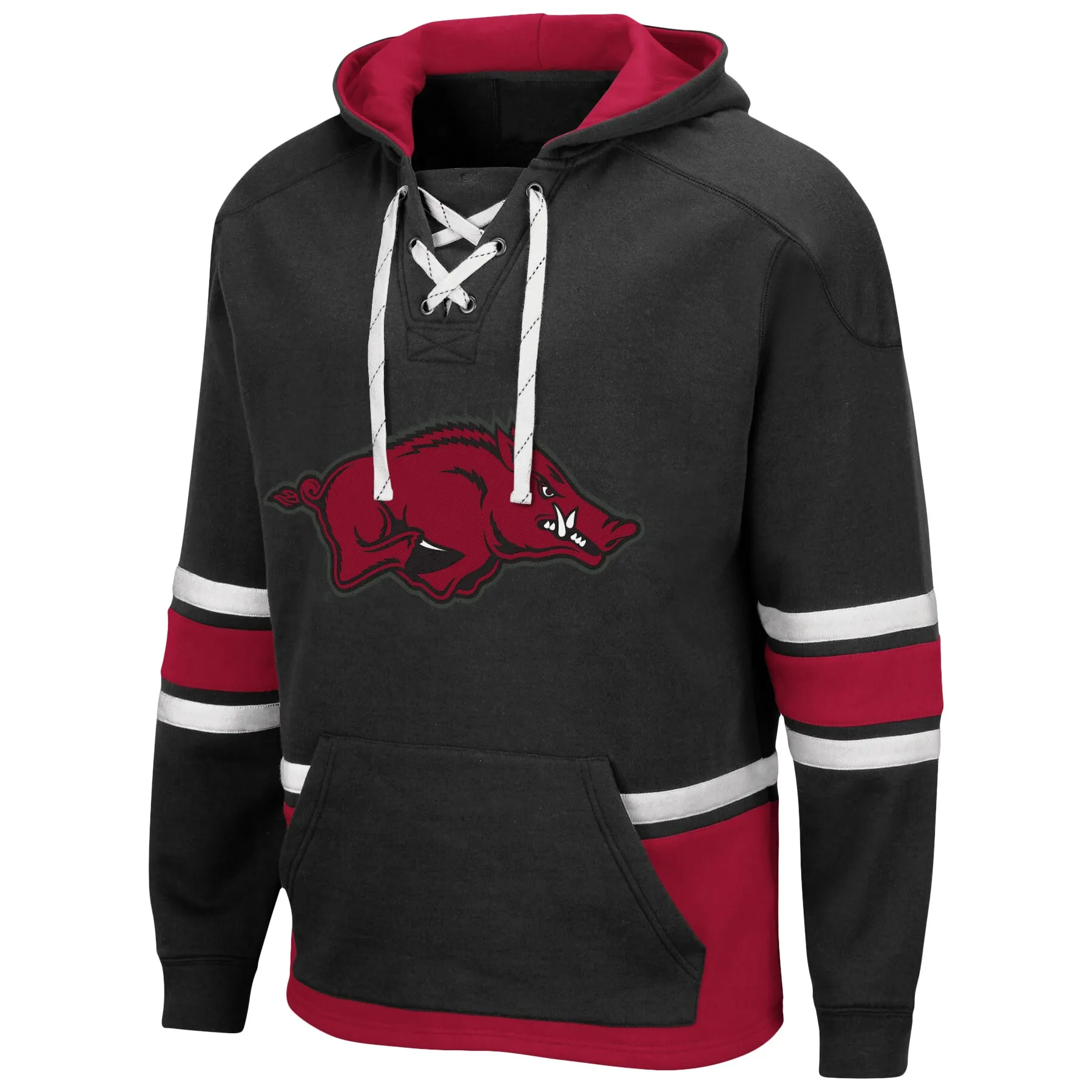 Men's Colosseum Black Arkansas Razorbacks Lace Up 3.0 Pullover Hoodie