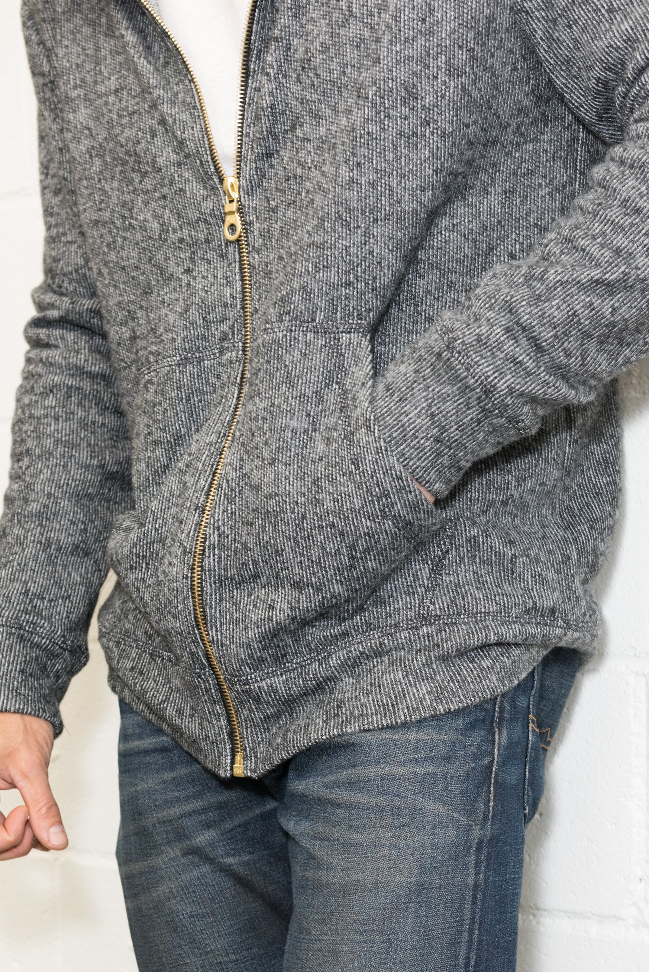 Men's Soft Knit Melange Zip Front Hoodie