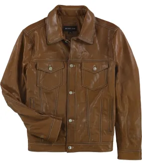 Michael Kors Mens Burnished Leather Jacket