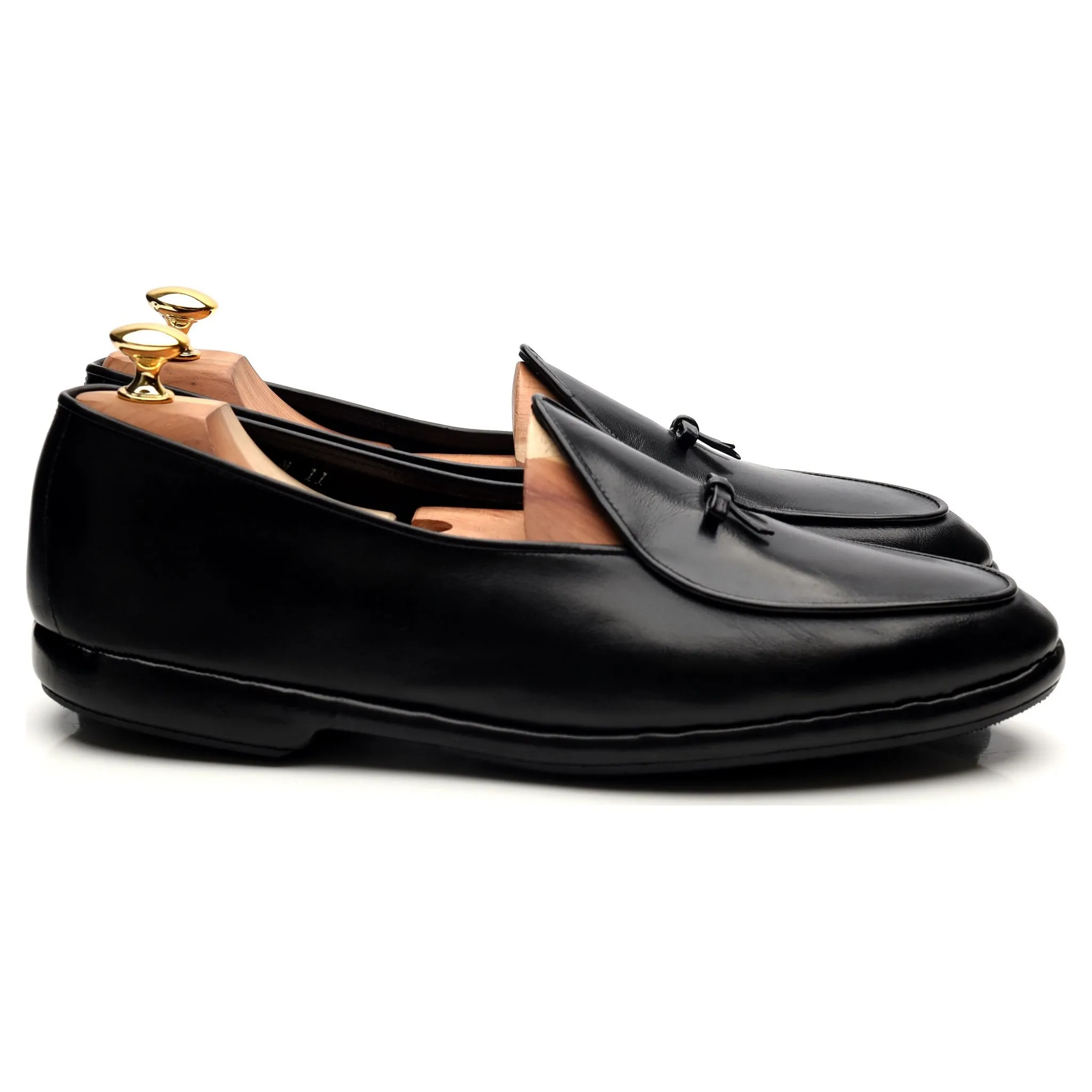 'Mr. Casual' Black Leather Slip On Belgian Loafers UK 10 US 11