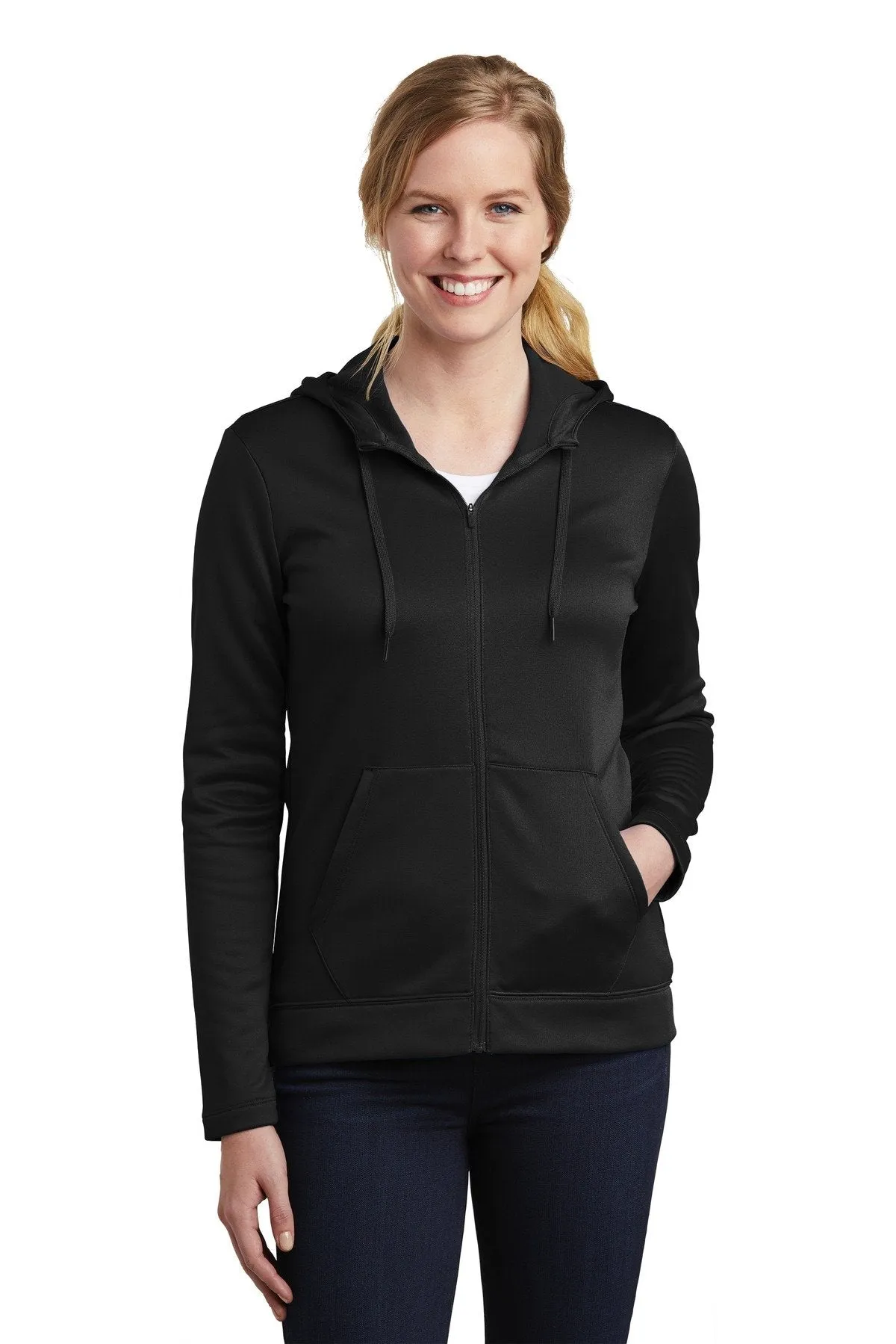 Nike Ladies ThermaFIT FullZip Fleece Company Logo Hoodie NKAH6264 Black