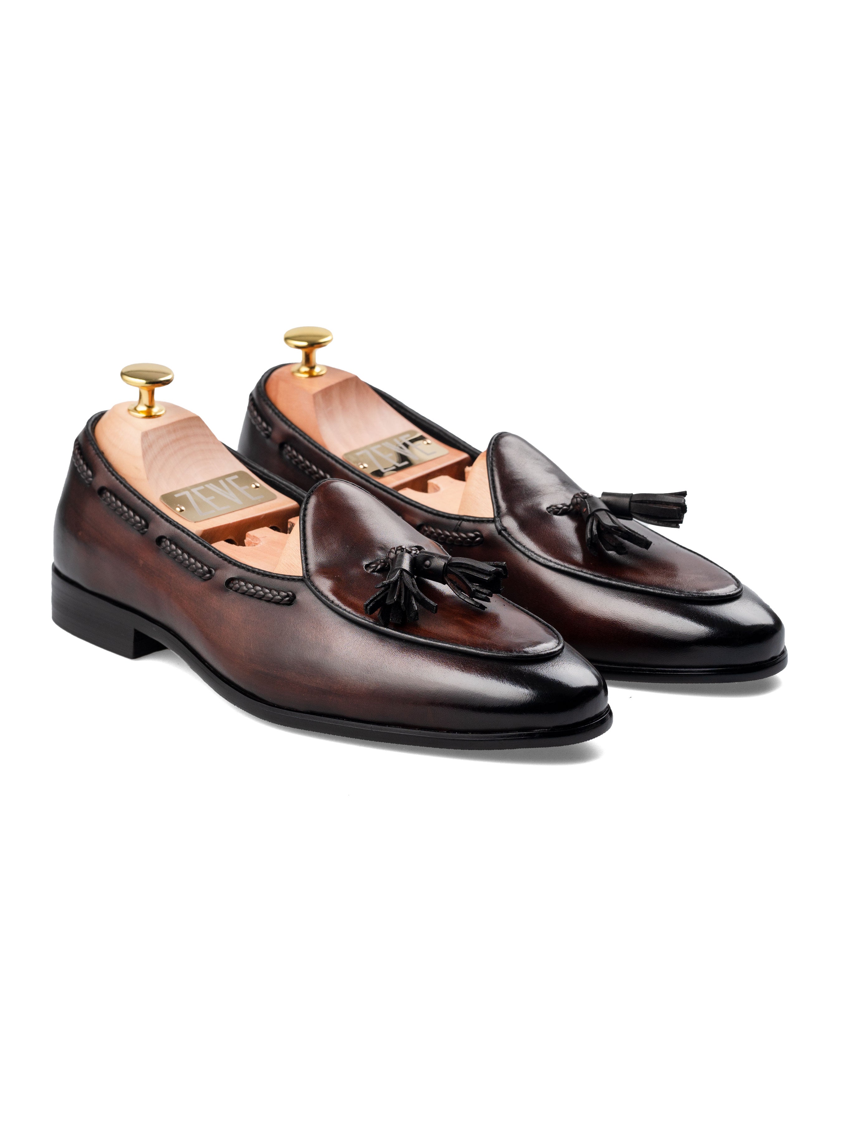 Noel Belgian Loafer Tassel - Dark Brown (Hand Painted Patina)