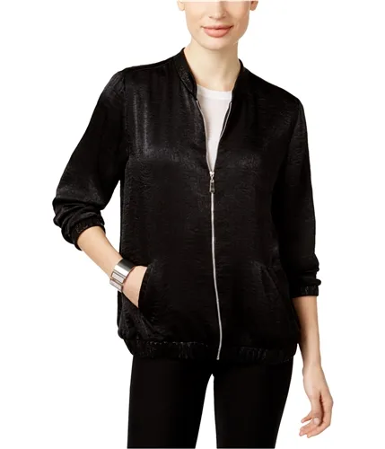 Ny Collection Womens Textured Satin Bomber Jacket