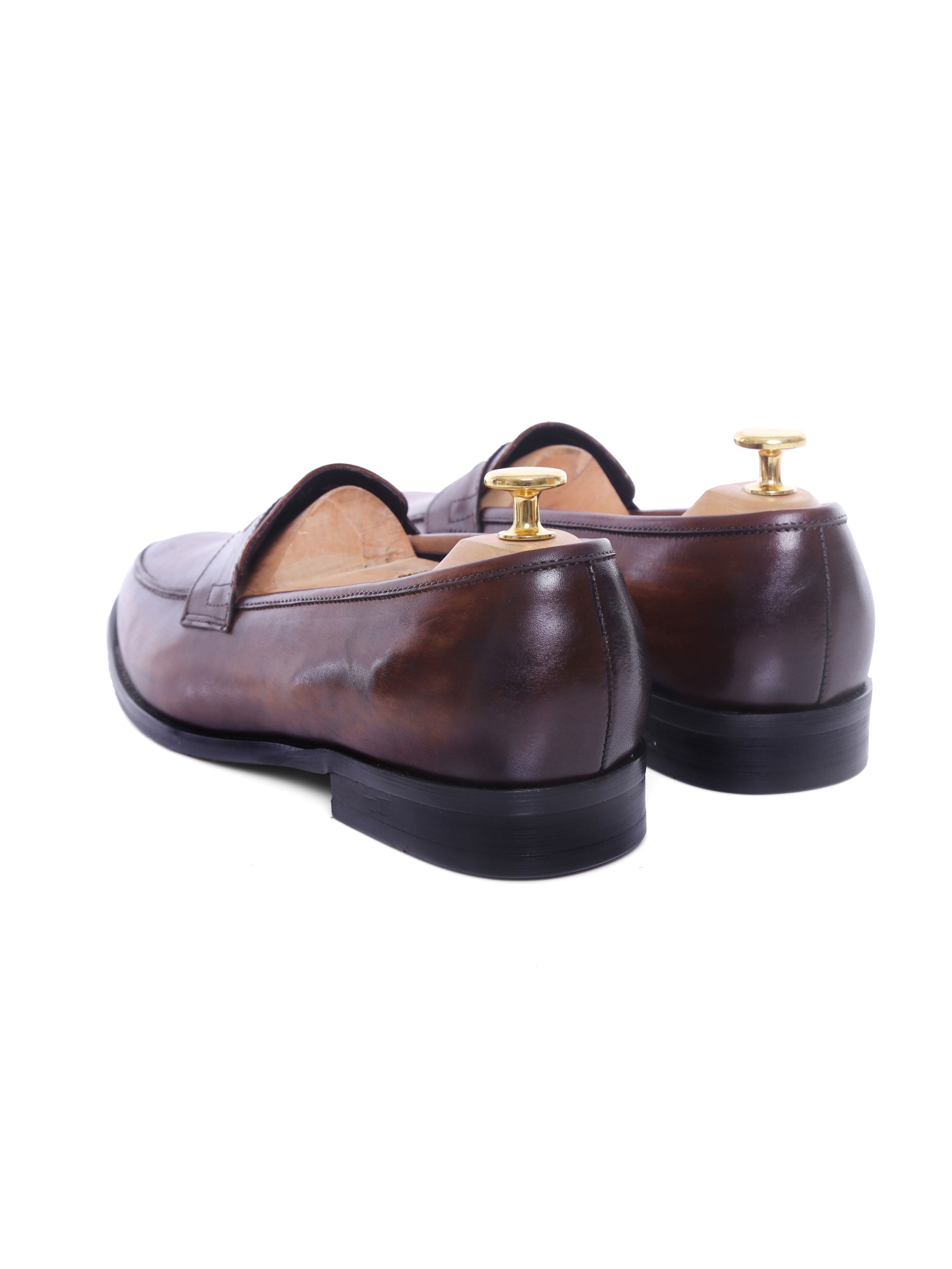 Penny Loafer - Dark Brown (Hand Painted Patina)