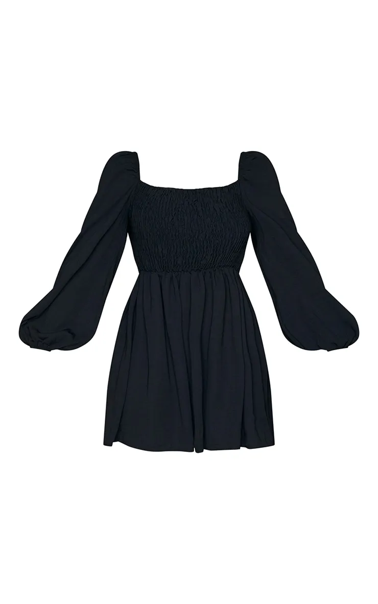 Petite Black Detail Smock Dress | Petite