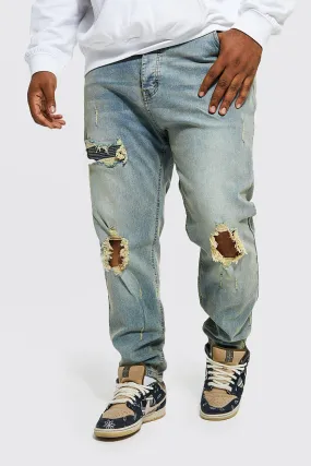 Plus Distressed Skinny Biker Jean | boohooMAN UK