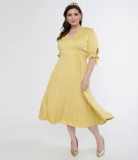 Plus Size 1940s Yellow Bella Swing Dress