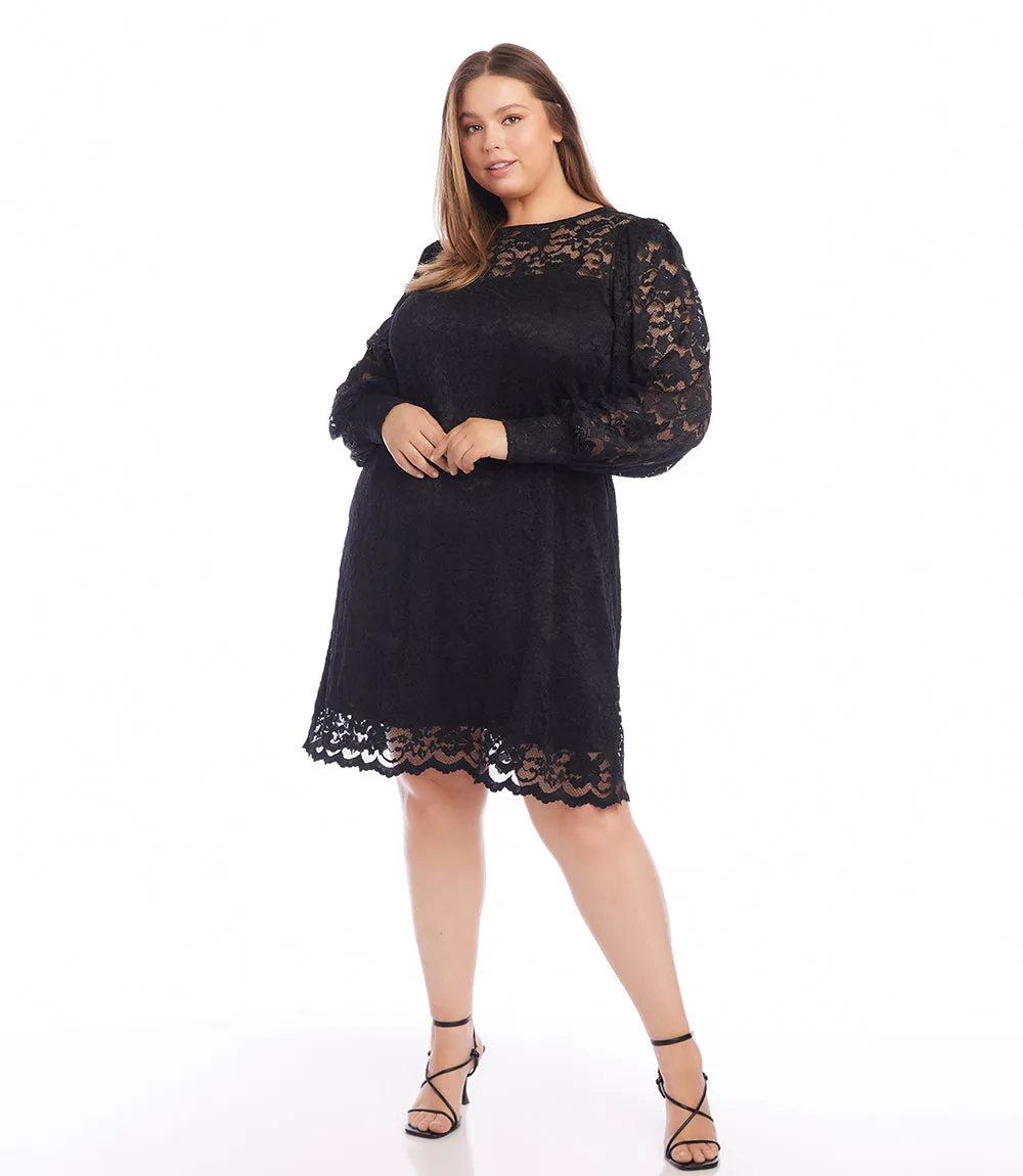 Plus Size Lace Boatneck Dress