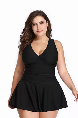 Plus Size Plunge Swim Dress