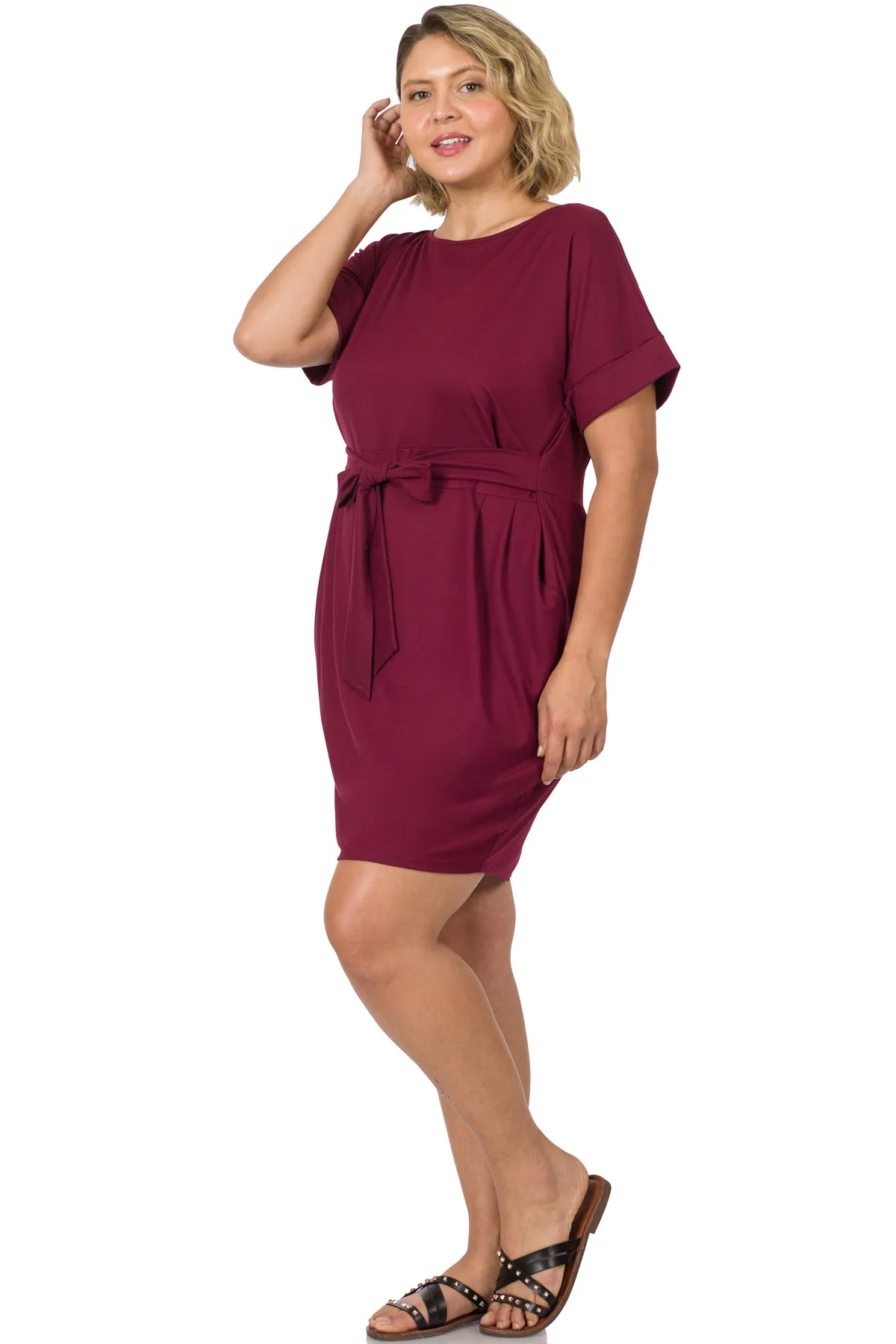 PLUS SIZE Tie-Belt Dress (WITH POCKETS) // EXTRA SOFT