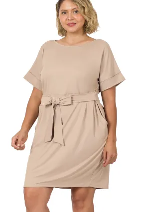 PLUS SIZE Tie-Belt Dress (WITH POCKETS) // EXTRA SOFT