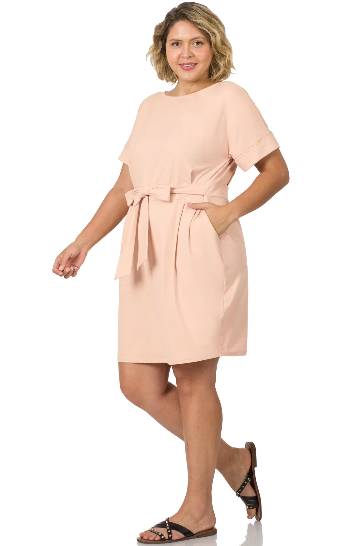 PLUS SIZE Tie-Belt Dress (WITH POCKETS) // EXTRA SOFT