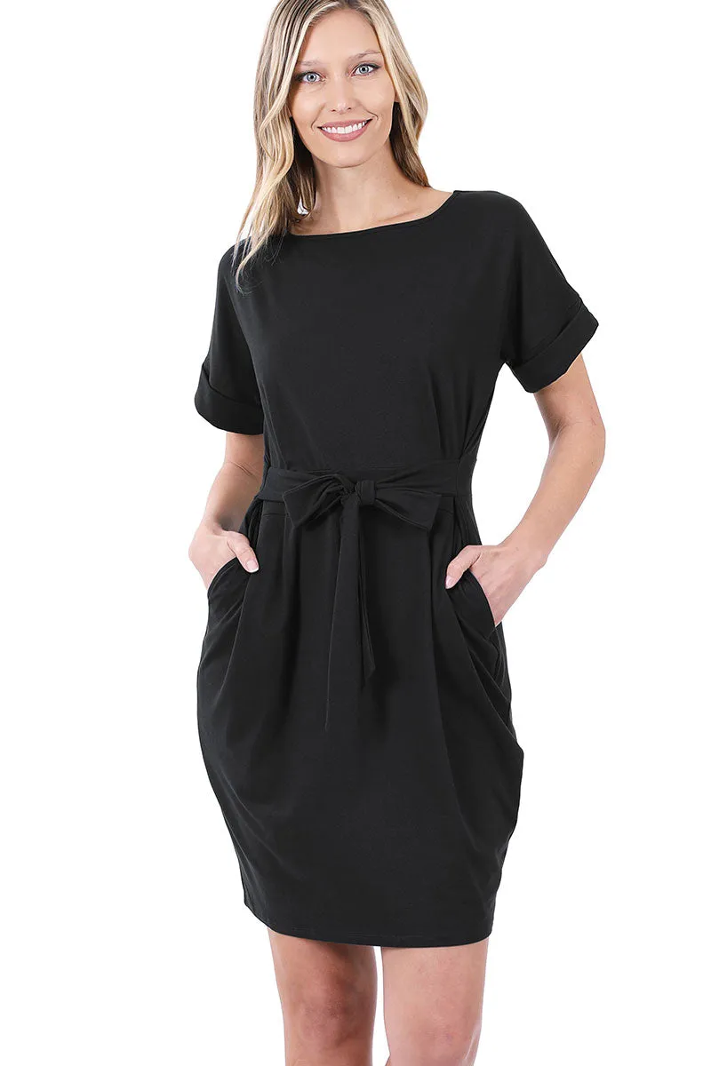 PLUS SIZE Tie-Belt Dress (WITH POCKETS) // EXTRA SOFT