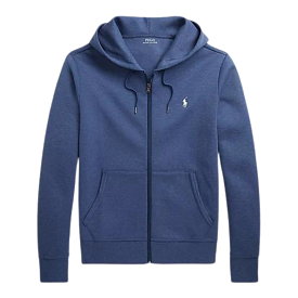 Polo Ralph Lauren Double-Knit Full-Zip Hoodie (Blue Heather)