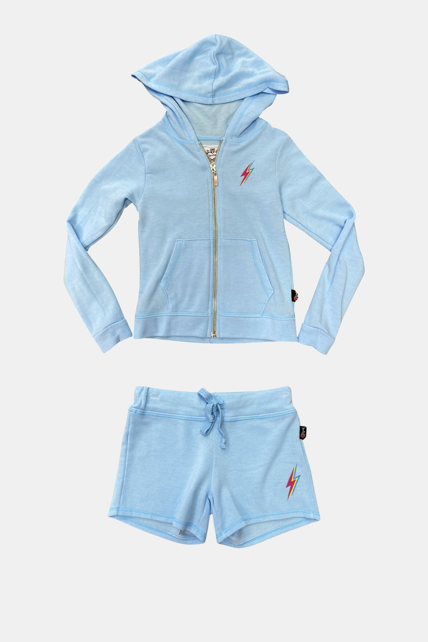 Powder Blue Bolt Zip Hoodie