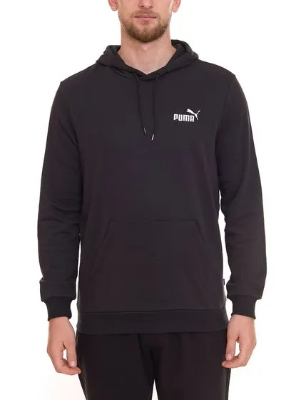 PUMA ESS Herren stylischer Kapuzen-Pullover Baumwoll-Hoodie mit Logo auf der Brust 679631 01 Schwarz