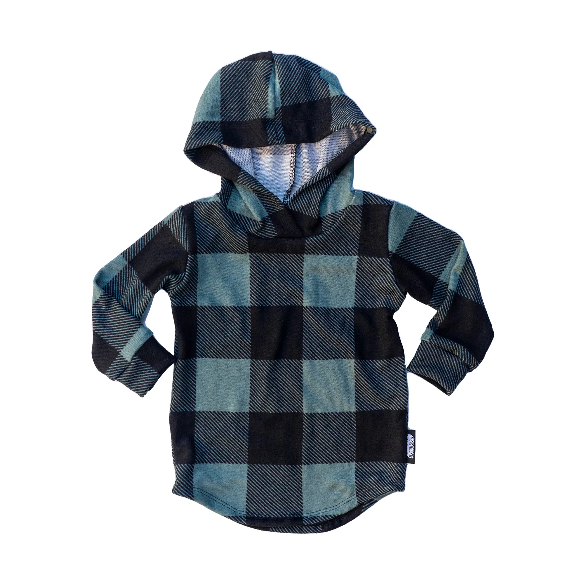 Sage Green and Black Plaid Hoodie