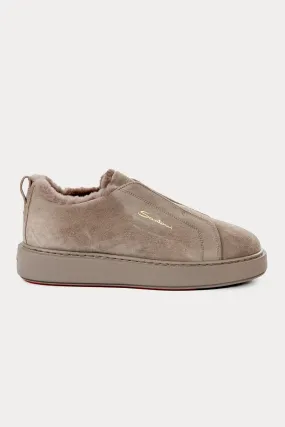 Santoni Lastik Bantl Süet Sneaker Ayakkab