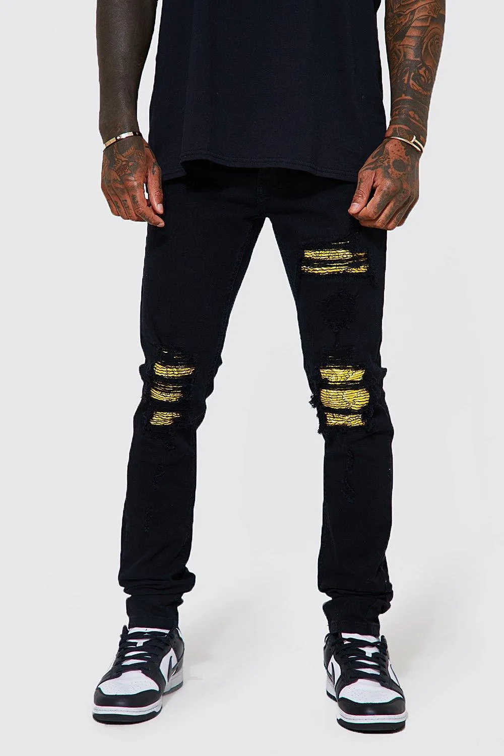 Skinny Stacked Bandana Biker Jean