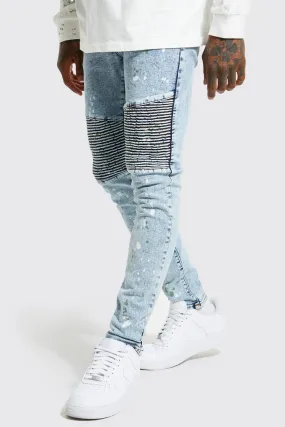 Skinny Stretch Paint Splatter Biker Jean