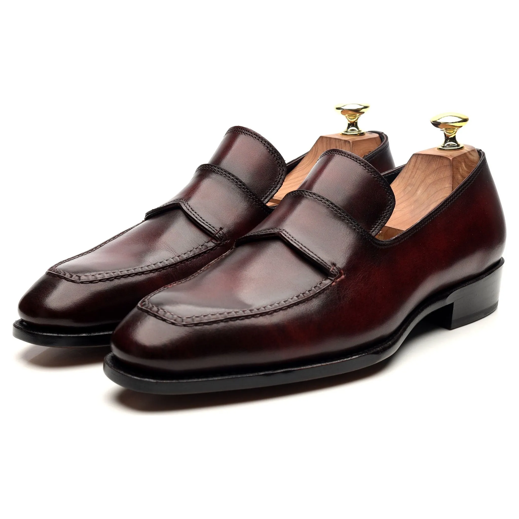 'St. Tropez' Burgundy Leather Split Toe Loafers UK 7.5 E