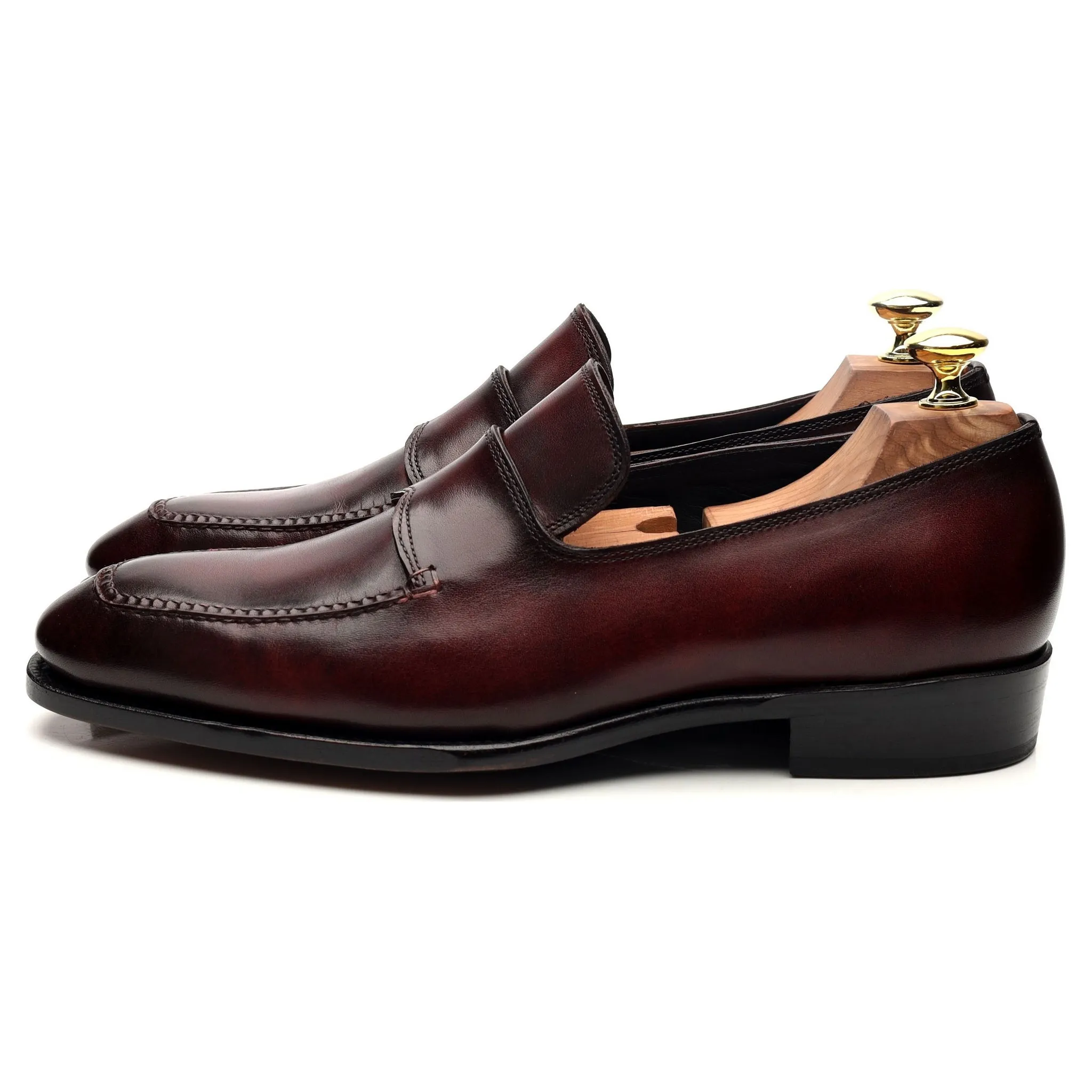 'St. Tropez' Burgundy Leather Split Toe Loafers UK 7.5 E