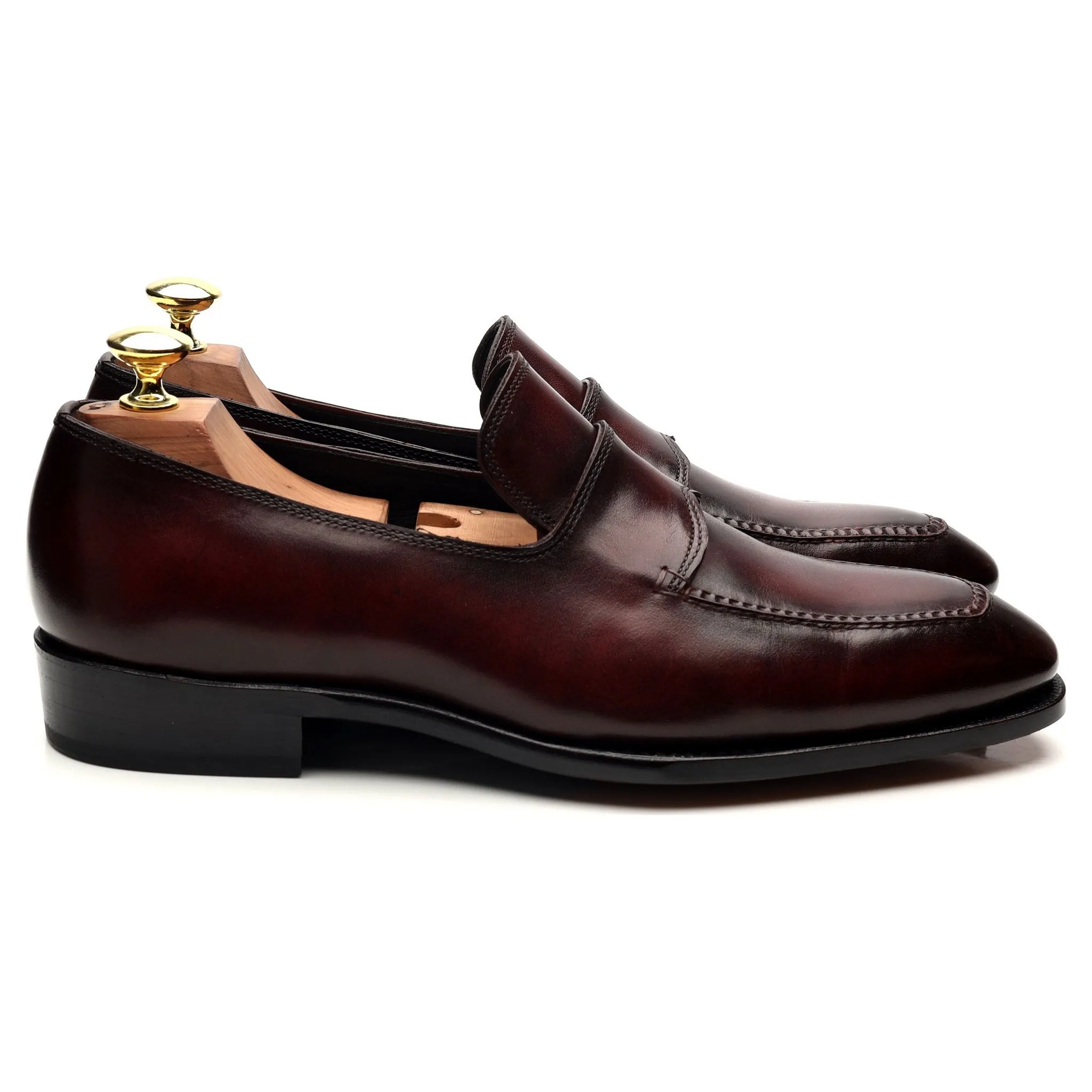 'St. Tropez' Burgundy Leather Split Toe Loafers UK 7.5 E