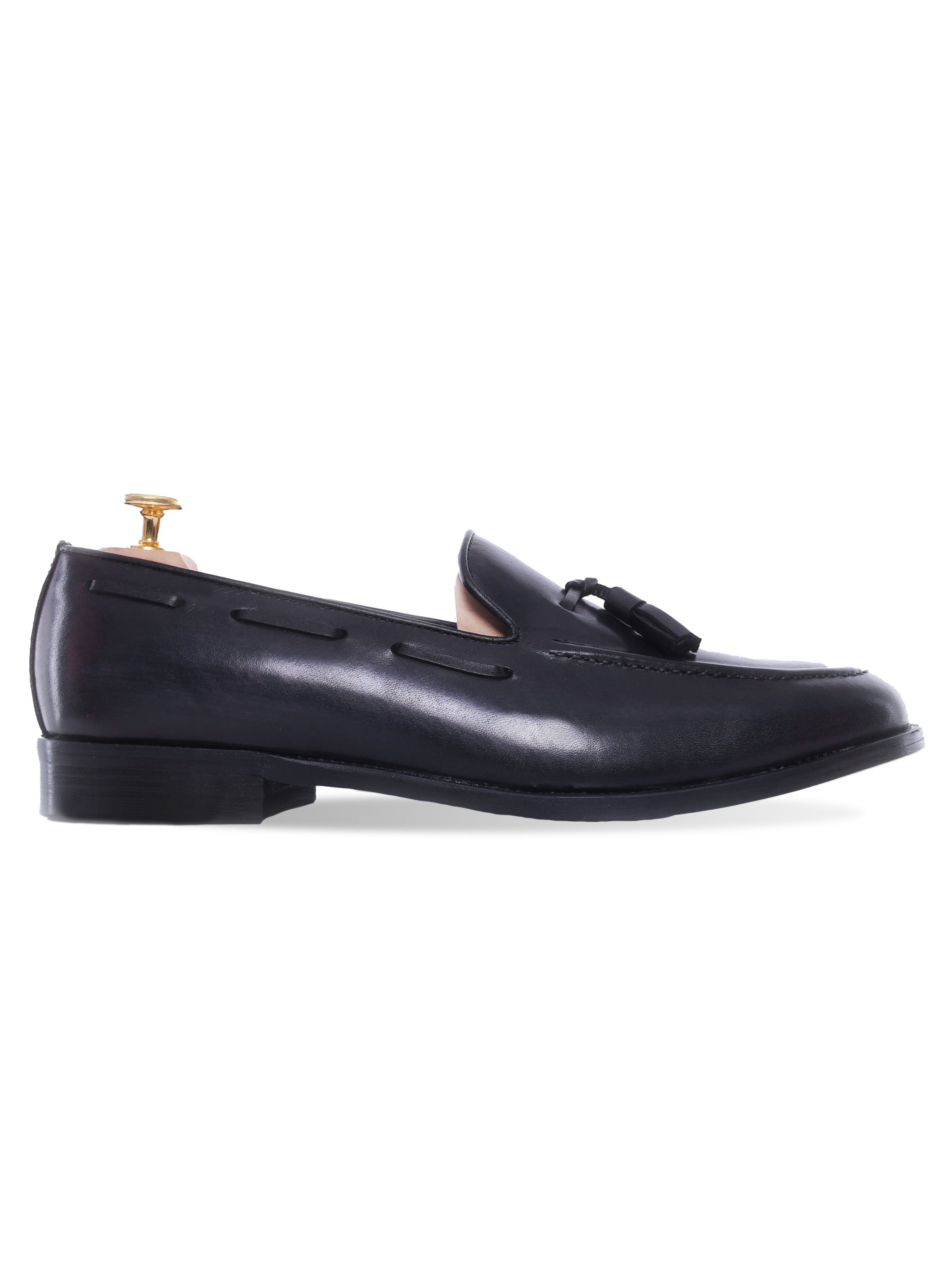 Tassel Loafer - Black Grey (Hand Painted Patina)