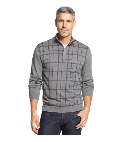 Tasso Elba Mens Refined Grid Quarter-Zip Pullover Sweater