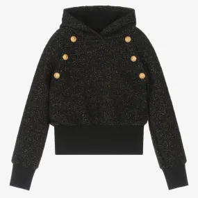 Teen Girls Black & Gold Wool Hoodie